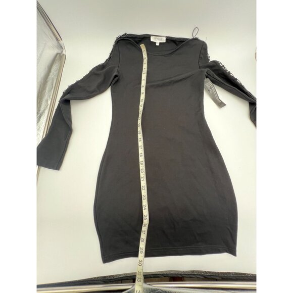 NEW Wyldr Black Off-The-Shoulder Lace Me Up Bodycon Longsleeve Dress - Picture 13 of 14